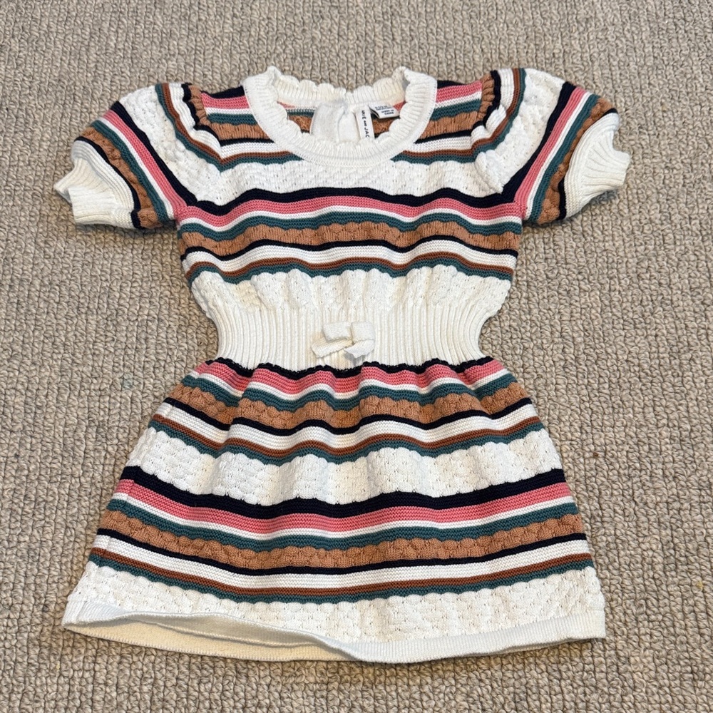 Janie and Jack Striped Puff Sleeve Sweater Dress - Picture 3 of 4